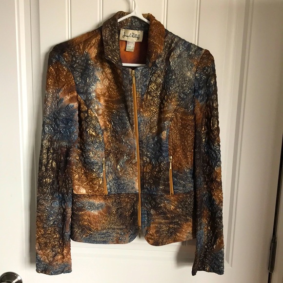 Fabulous vintage Joseph Ribkoff fitted metallic sheen zipped light jacket - Picture 2 of 9